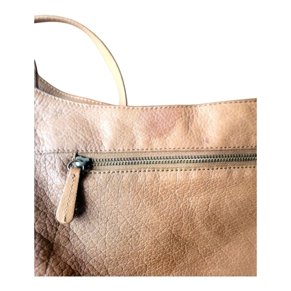 J.Jill Tan Pebbled Leather Vintage Hobo  Shoulder Bag - Picture 3 of 10